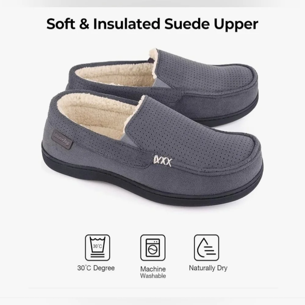 HomeTop Men's Classic Moccasin Slippers #743